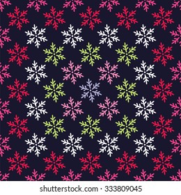 Seamless vector background with decorative snowflakes