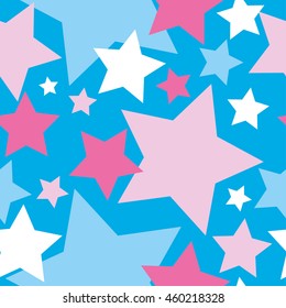 Seamless vector background with decorative stars. Print. Cloth design, wallpaper.