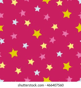 Seamless vector background with decorative stars. Print. Cloth design, wallpaper.