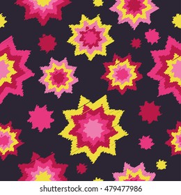 Seamless vector background with decorative stars. Print. Cloth design, wallpaper.