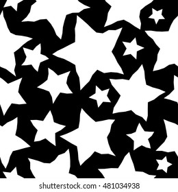 Seamless vector background with decorative stars. Print. Cloth design, wallpaper.