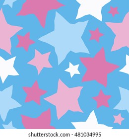 Seamless vector background with decorative stars. Print. Cloth design, wallpaper.