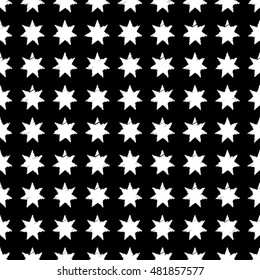 Seamless vector background with decorative stars. Print. Cloth design, wallpaper.