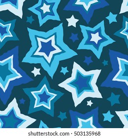 Seamless vector background with decorative stars. Print. Cloth design, wallpaper.