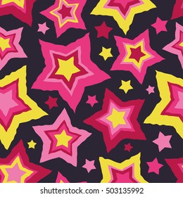 Seamless vector background with decorative stars. Print. Cloth design, wallpaper.