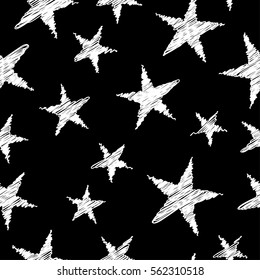 Seamless vector background with decorative stars. Print. Cloth design, wallpaper.