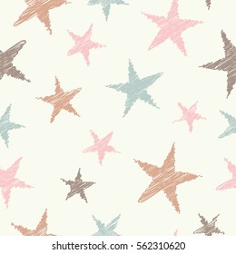Seamless vector background with decorative stars. Print. Cloth design, wallpaper.