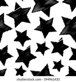 Seamless vector background with decorative stars. Print. Cloth design, wallpaper.