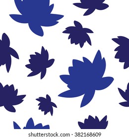 Seamless vector background with decorative water lilies. Print. Cloth design, wallpaper.