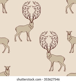 Seamless vector background. Deer.