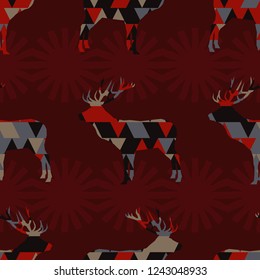 Seamless vector background with deer. Graphic element for design. Can be used for wallpaper, textile, invitation card, wrapping, web page background.