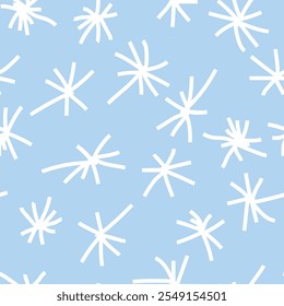 seamless vector background depicting an abstract pattern in the form of snowflakes in a simplified style for prints on fabrics, packaging and for interior decoration and scenes in the New Year style
