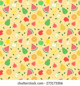 Seamless vector background with different fruits