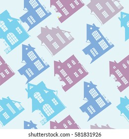 Seamless vector background from different houses