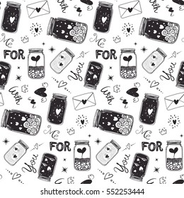 Seamless vector background with different romantic vector elements.Perfect wedding invitation background, save the date card element or Valentine's Day card design