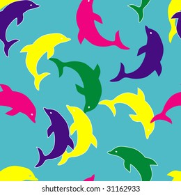 seamless vector background with dolphins