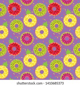 Seamless Vector Background with Doughnuts and Sprinkles