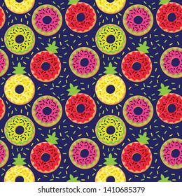 Seamless Vector Background with Doughnuts and Sprinkles