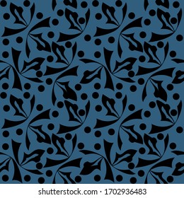 Seamless vector background with elegant abstract shapes and black circles for decoration of fabric, textile, paper and printing, EPS 8.0