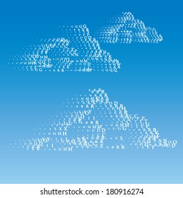 Seamless vector background with english letters in clouds form.