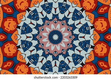 Seamless vector background with ethnic design doodle art mandala pattern with colorful ornaments