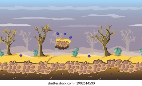 Seamless vector background with fantasy trees and mushrooms. Bright background for games, wallpapers or screensavers