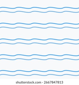 "Seamless vector background featuring wavy blue lines on a light gray backdrop, creating a simple and clean water or wave pattern. Ideal for marine, nautical, or minimalistic design themes."