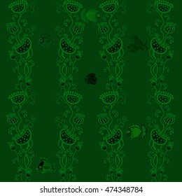 Seamless vector background - fish and plants. Use printed materials, signs, items, websites, maps, posters, postcards, packaging.