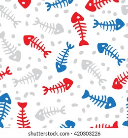 Seamless vector background, fish skeletons.