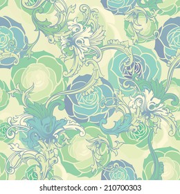Seamless vector background. Floral background with baroque ornament.