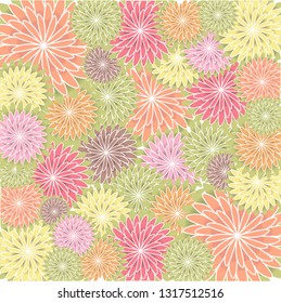 Seamless vector background. Floral design wallpaper. Colorful print for wrapping paper, poster, postcard, textile, fabric. Romantic template for wedding invitation, women`s day greeting card. 