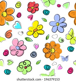 Seamless vector background. Floral design elements