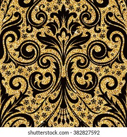 Seamless vector background from a floral golden ornament, Fashionable modern wallpaper or textile. Rich, beautiful and expensive template