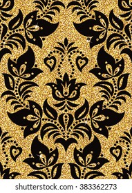 Seamless vector background from a floral golden ornament, Fashionable modern wallpaper or textile. Rich, beautiful and expensive template