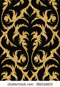 Seamless vector background from a floral golden ornament, Fashionable modern wallpaper or textile. Rich, beautiful and expensive template