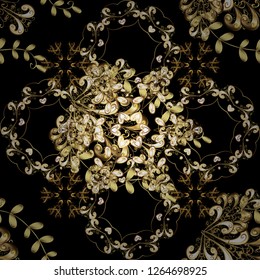 Seamless vector background. Seamless floral pattern. Wallpaper baroque, damask. Graphic modern seamless pattern on black and brown colors.