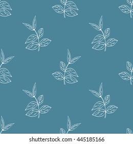 Seamless vector background. Floral pattern in pastel colors with branches.