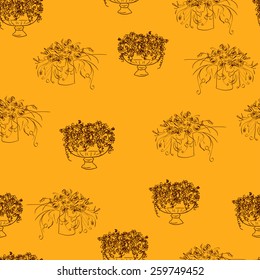Seamless vector background with flower bouquets. 