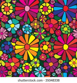 Seamless Vector Background of Flowers