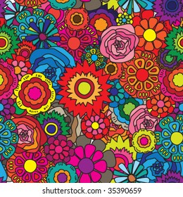 Seamless Vector Background of Flowers