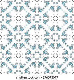 Seamless vector background with flowers and birds.