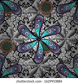 Seamless vector background with flowers. Flat Flower Elements Design. Children style. Colour Spring Theme seamless pattern Background.