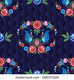 Seamless vector background with folk Russian patterns for the design of textiles, the printing industry and variety of design projects