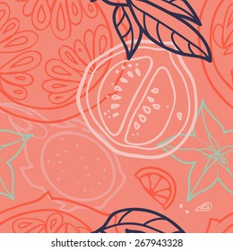  Seamless vector background with fruits.