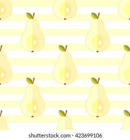 seamless vector background with fruits, background with pear