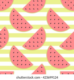 seamless vector background with fruits, watermelon background
