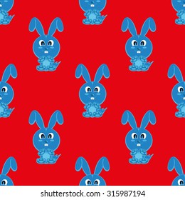 Seamless vector background funny animals symbol RABBIT
