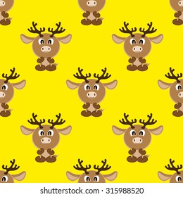 Seamless vector background funny animals symbol DEER