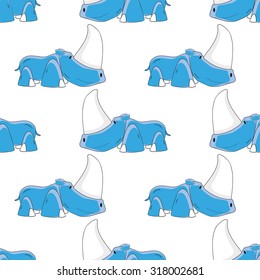 Seamless vector background funny animals symbol RHINO