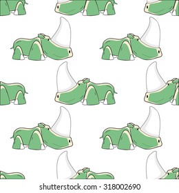 Seamless vector background funny animals symbol RHINO